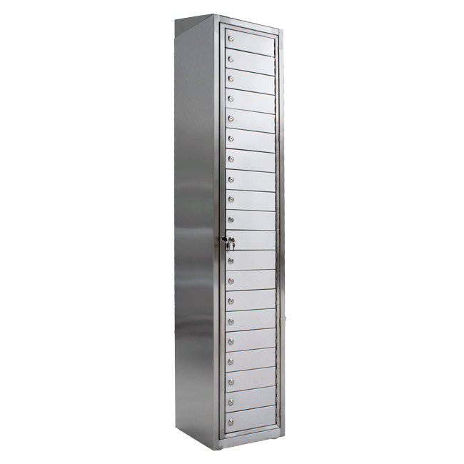 LOCKER DE 20 PUERTAS CON COPETE EN ACERO INOX